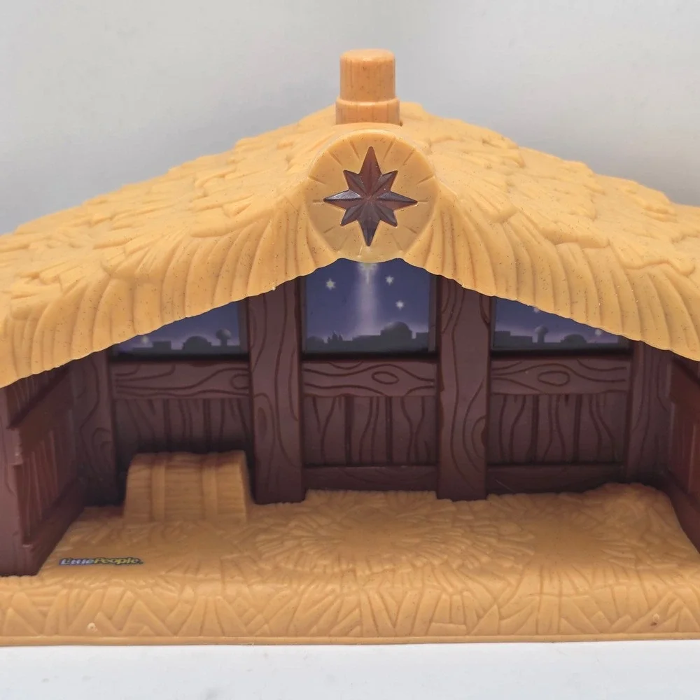 Fisher-Price Little People Nativity Manger Stable Kids Brown Light Up Star‎ 2002